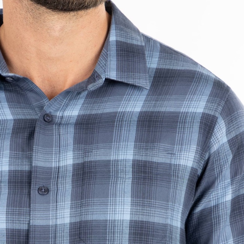 TravisMathew Mens Inland Button Up Flannel Shirt Long Sleeve - Picture 2 of 4